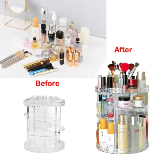 Hot Predaj 2019 Nové Módne Porcelánu Tvorivé 360 Stupeň Spin Rotujúce Transparentné Make-Up, Kozmetické Box Úložný Organizátor Prípade