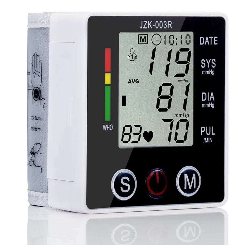 Hot Predaj Zdravotnej Starostlivosti Nemecko Čip Automatické Zápästie Digitálny Monitor Krvného Tlaku Tonometer Meter na Meranie A srdcovej frekvencie