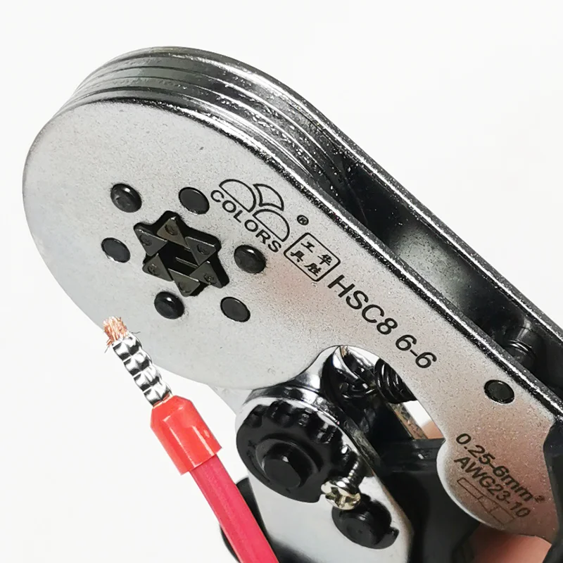 HSC8 6-6/6-4B kliešte kliešte 0.25-6mm2 23-10AWG pre rúrku koncové značky mini typ kolo nos európskej plier nástroje