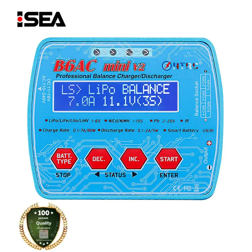 HTRC Nabíjačka iMax B6AC Mini V2 80W 7A Digital Pocket RC Rovnováhu Lipo Lihv LiIon Život NiCd NiMH Batérie Discharger