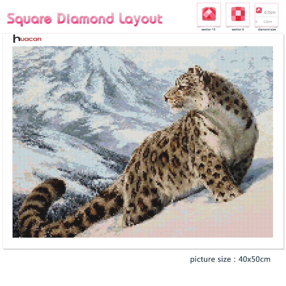 Huacan Diy Diamond Maľovanie Leopard Výšivky Cross Stitch Zvierat Domova Mozaiky Snehu Diamond Umenie