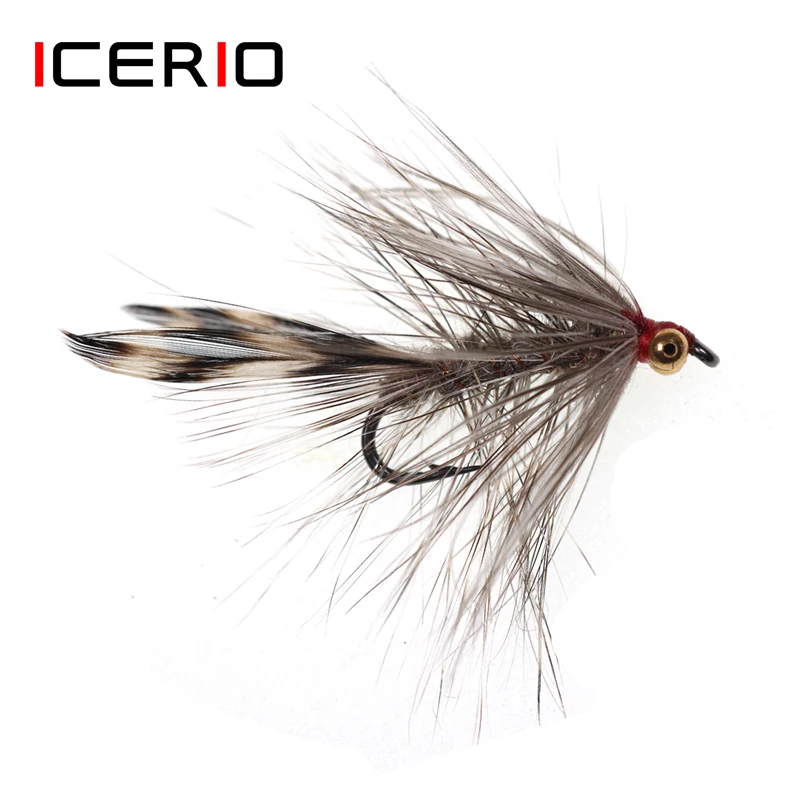 ICERIO 6PCS Perličiek Reťazca Oči Mokré mušky Viazanie Háčik Pstruh Fly Rybárske Lure Návnadu 10#