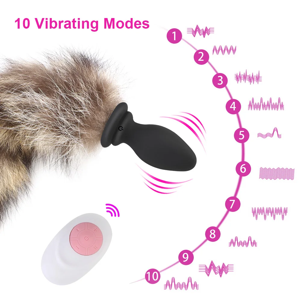 IKOKY Fox Chvost Análny Plug Vibrátor Diaľkové Ovládanie Cosplay Upozorňuje Zadok Plug Riti Dilator 10 Frekvencia Sexuálne Hračky Pre Páry