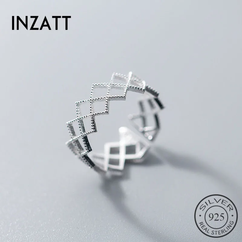 INZATT Reálne 925 Sterling Silver Minimalistický Geometrické Otvorenie Krúžku Pre Elegantné Ženy Strany Jemné Šperky Klasické Príslušenstvo Darček