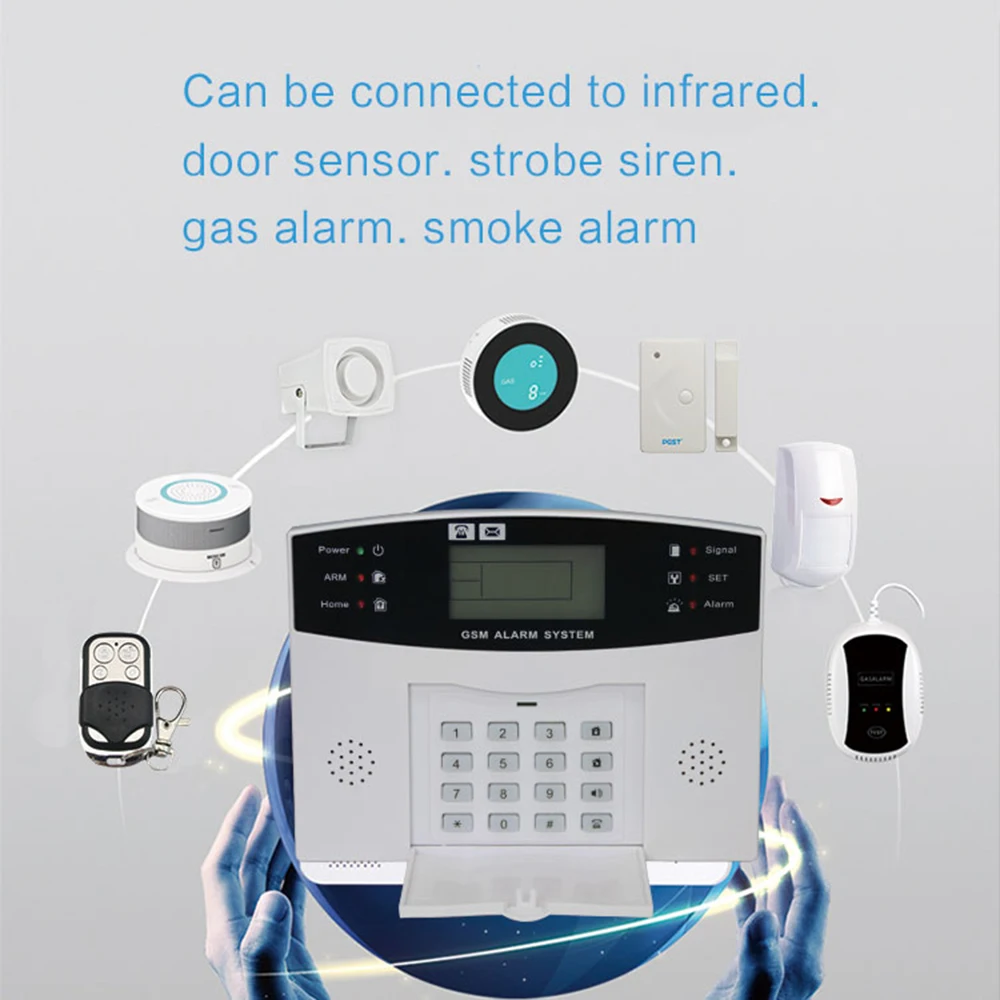 IOS Android 433Mhz Bezdrôtový Gsm alarm Home Security bezpečnostný Systém s Siréna Snímač Pohybu káblové smart Alarm Kit