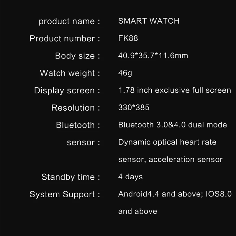 Iwo FK88 Smart Hodinky Hovor Smartwatch 2021 Mužov 1.78 Palcový Bluetooth Srdcového tepu pk iwo 13 FK78 HW12 FK99 W26 pro W46 AK76