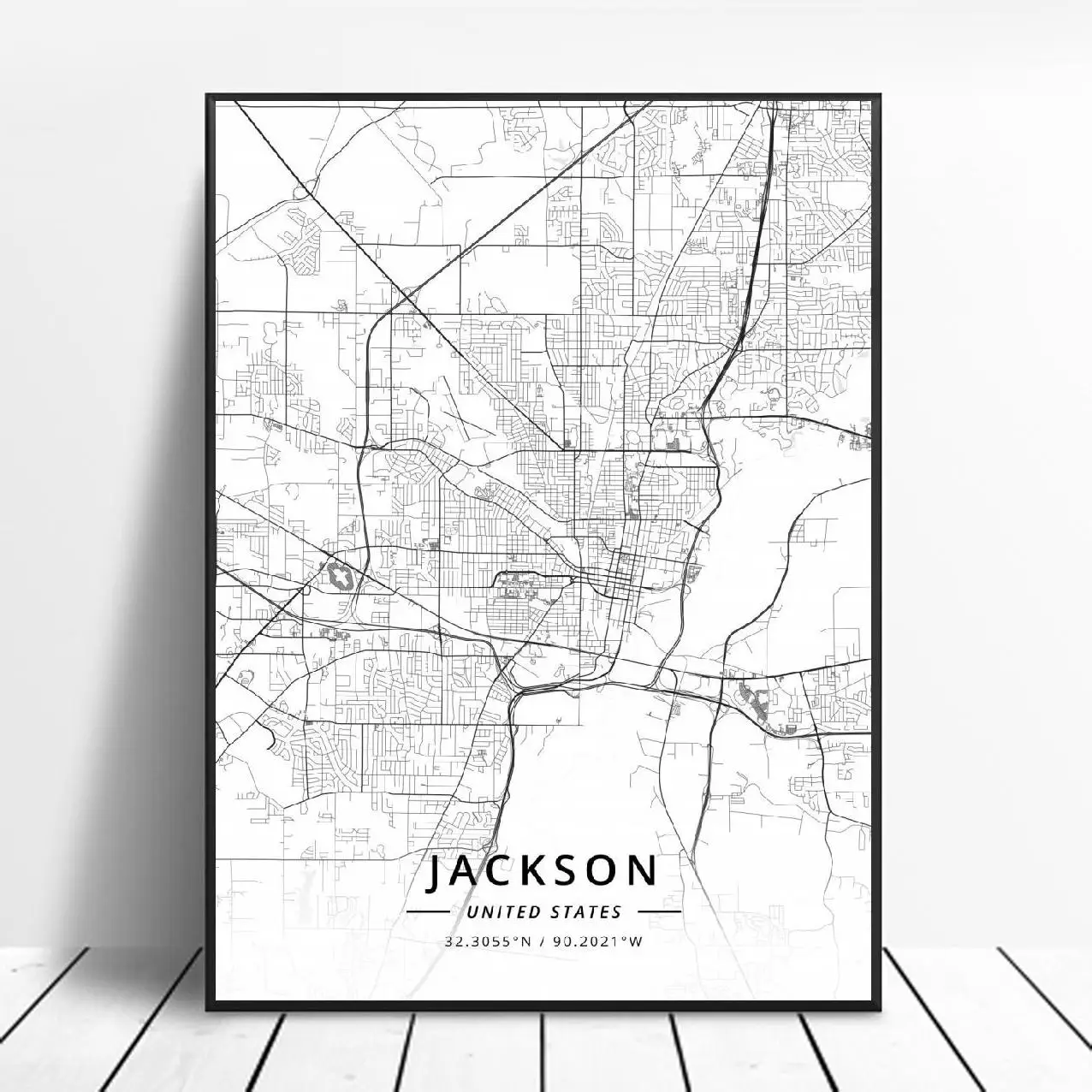 Jackson Naperville Orlando Spokane St. Louis Torrance Unitedstates Mapu Plátno Umenie Plagátu