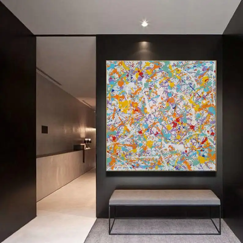 Jackson Pollock Štýl Maľby Veľké Wall Art Squre Umelecké Diela Abstraktné Obrazy Pollock Inšpiroval Maľovanie Inšpiroval Plátno Umenie