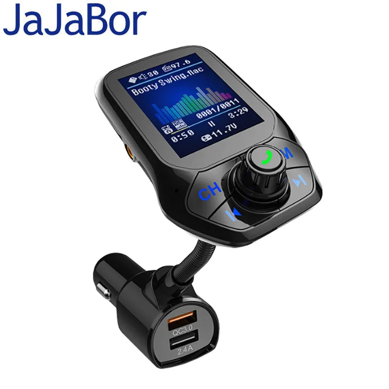 JaJaBor FM Vysielač FM Modulátor Bluetooth súprava Handsfree AUX Audio Bezdrôtový Stereo A2DP Auto MP3 Prehrávač Rýchle Nabíjanie QC3.0
