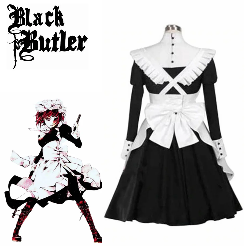 Japonské Anime Čiernom Butler Lady Kuroshitsuji Mey Rin Lady Kostým Ženy Cosplay Kvalitné Šaty + Zástera Pre Halloween Party