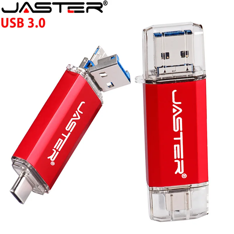 JASTER Nový 3 V 1 OTG (Android a USB & Type_C) USB 3.0 flash disk Kovové Vlastné Pero Disk 64 GB 32 GB, 16 GB 8 GB 4 GB Svadobné Dary