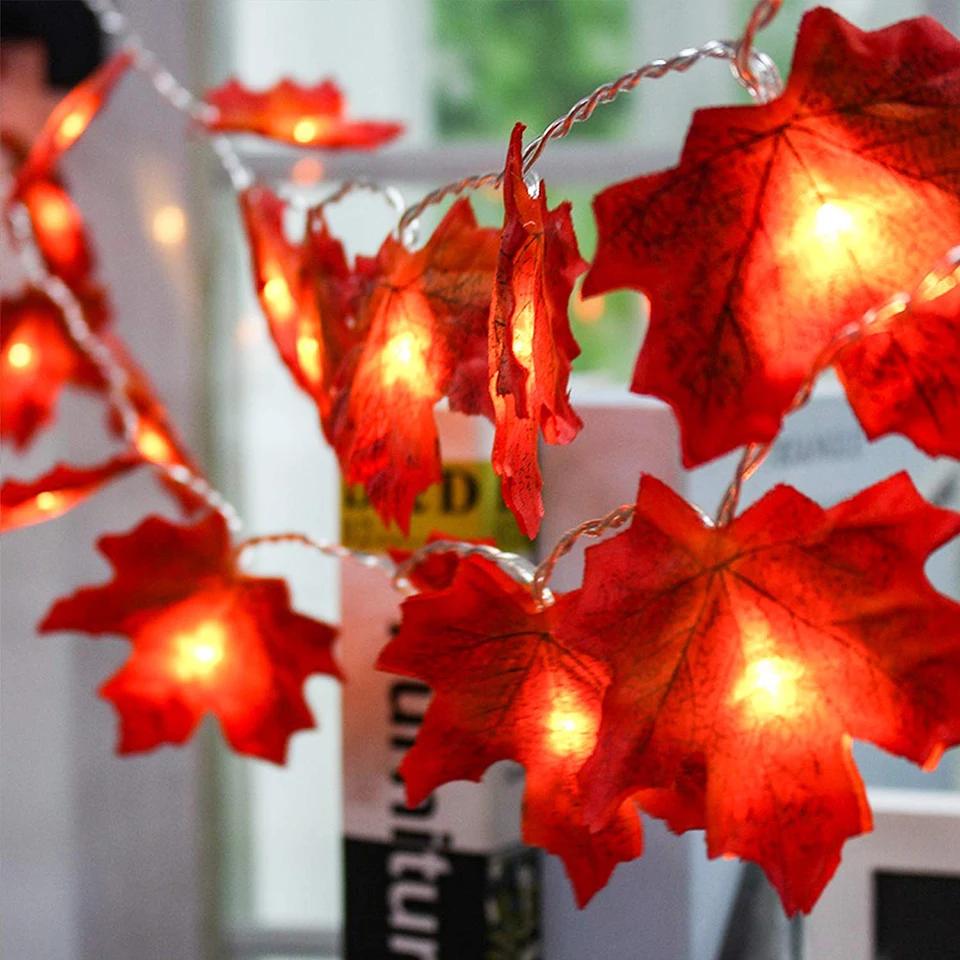 Javorové Listy Dovolenku Lampy, Nočné Osvetlenie, Víla String Svetlá 10 20 30 LED Vonkajšie Vianočné Festival Dekor Lampy na batériový