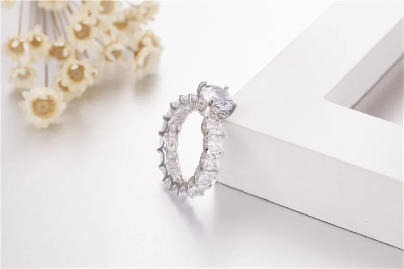 Jedinečný Dizajn Promise ring 1.2 ct Simulované Diamond Cz 925 Sterling silver Zapojenie Svadobné Kapela Prstene pre ženy, mužov, Šperky