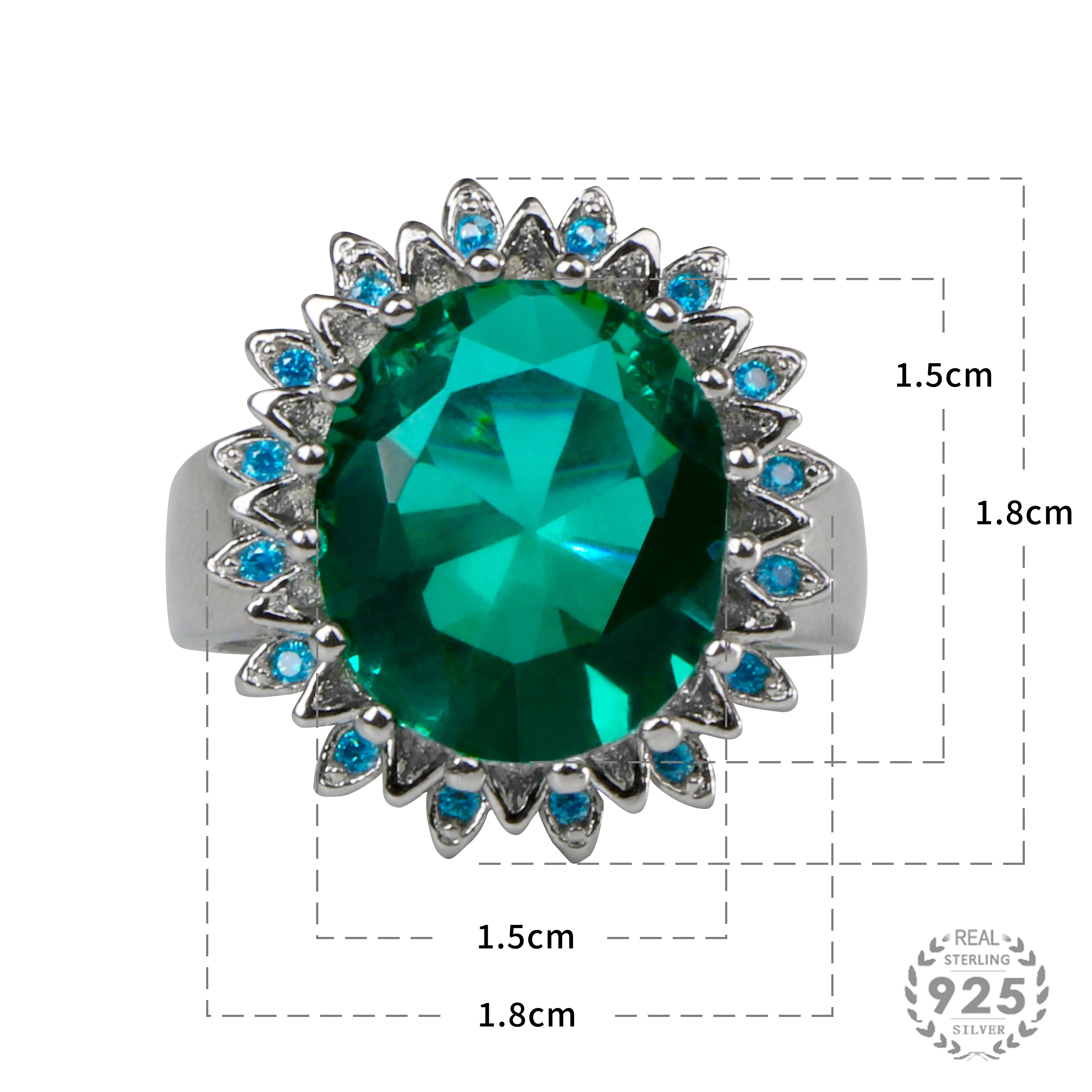 Jellystory elegantným oválnym tvarom emerald drahokam prstene pre ženy 925 sterling silver módne šperky pre svadobné party veľkoobchod