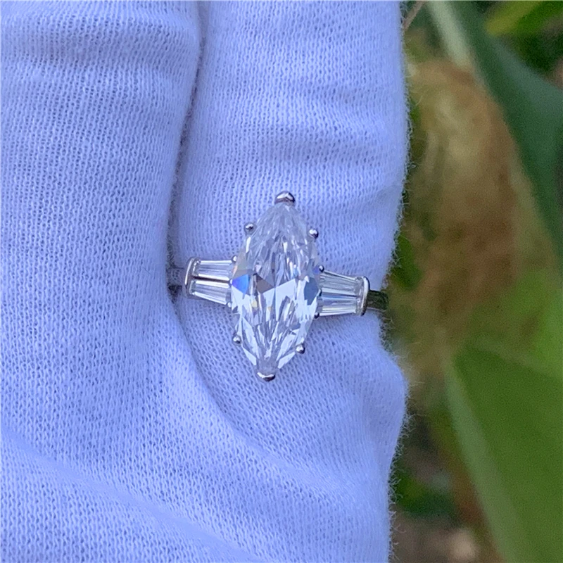 Jemné Promise Ring Marquise rez 6ct AAAAA cz 925 Sterling Silver Zapojenie Svadobné Kapela Prstene pre ženy Šperky