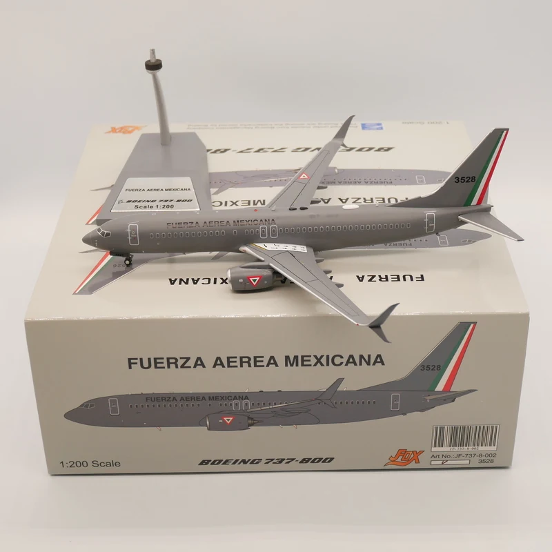 JFOX 1:200 Fuerza Aerea Mexicana Boeing 737-800 Diecast Modelu Lietadla #3528 Kovové Hračky Lietadlo
