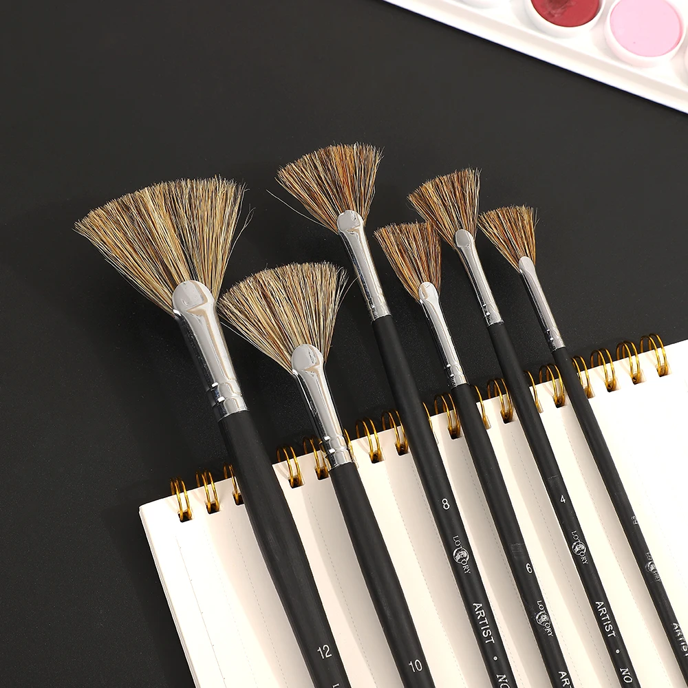 JIANWU 6pcs/set Creative Štetina Ventilátor Maľovanie Pen Set Prenosné Štetec, Pero, Umelecké potreby na Maľovanie Akvarel Pero Umenie Supplie