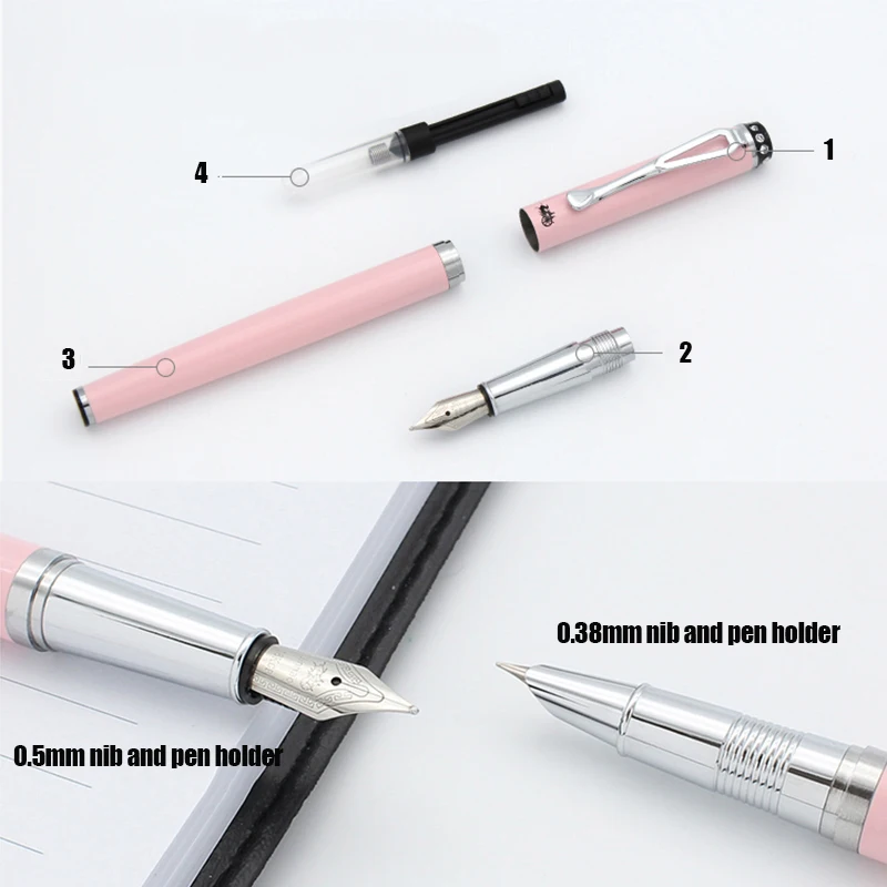 Jinhao 301 plniace pero 0.38 mm atramentové perá na písanie pre dievčatá kovové luxusné kovové stylo oblak, kaligrafické pero caneta robi kaligrafiu, pripadne