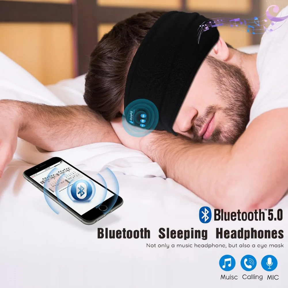 JINSERTA Bluetooth 5.0 Slúchadlá Stereo Šport hlavový most Spánku Maska Mäkké Slúchadlá Spanie Očná Maska Darček k Narodeninám 2020