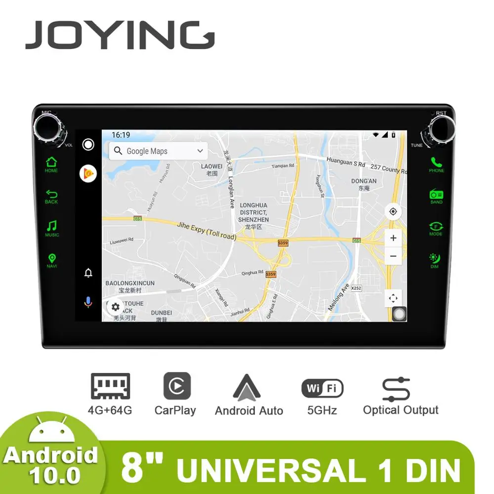 JOYING hlavu jednotka 8 palcový 1280*720 IPS displej autorádia GPS Navigácie univerzálny auto multimediálne video prehrávač 4GB+4G 64GB s BT
