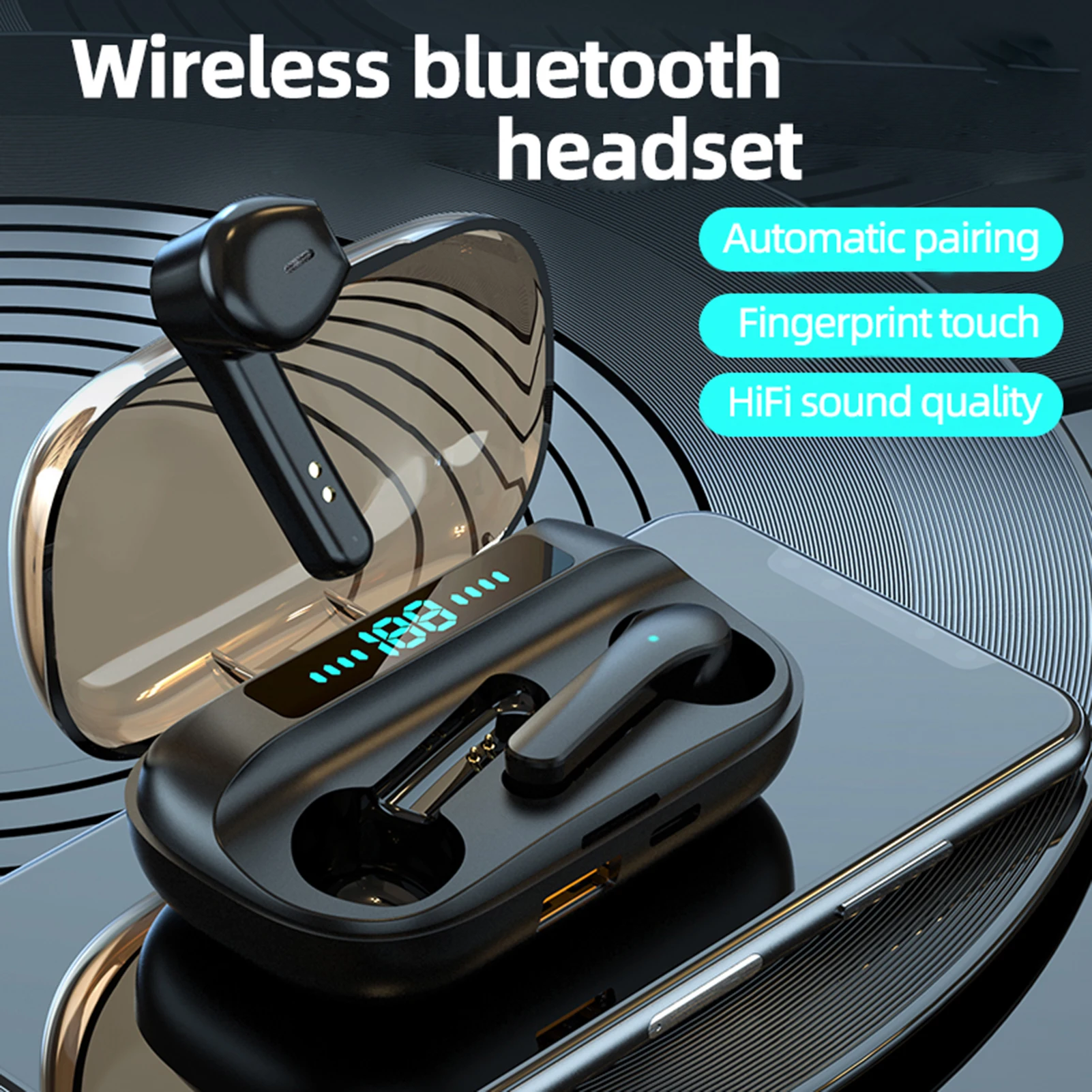 JS33 Smart Digitálny Displej Bluetooth 5.0 Športové TWS Slúchadlá s Nabíjanie Box