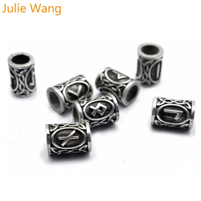 Julie Wang 24pcs Viking Runy Korálky DIY Príslušenstvo Charms Náramky, Náhrdelník Prívesok Zistenia Vikingovia Rune Fúzy Šperky Robiť