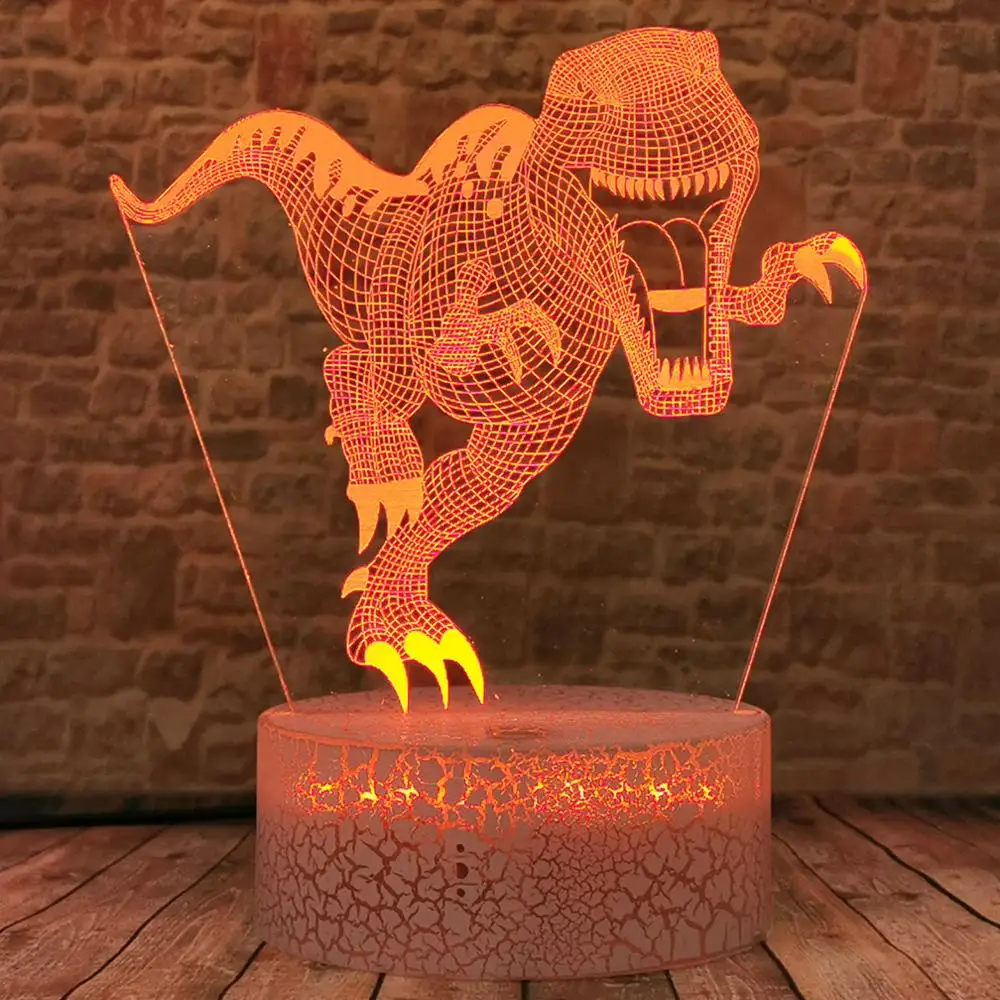 Jurský Svete Tyrannosaurus Rex Známky 3D Hra LED Nočné Svetlo 7 Farieb Zmeniť Dotyk Náladu Lampa Umenie Domova Chlapci Drop shipping