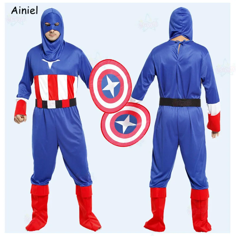 Kapitán Amerika Svalov Kostým Superhrdina Kapitán Amerika cosplay štít Halloween Masky, Kostýmy pre ženy, Mužov, Deti Maškarný