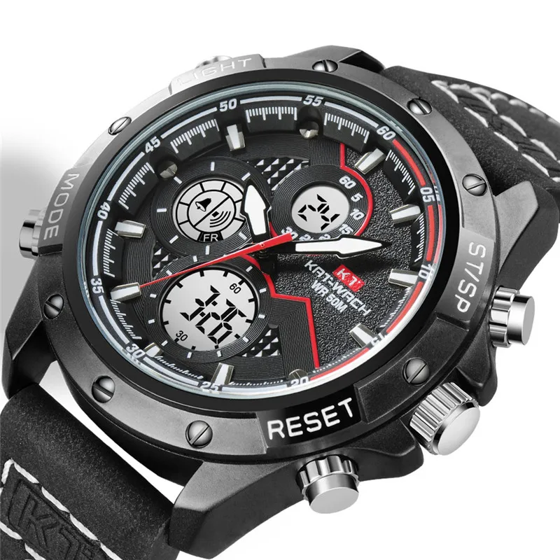 KAT-WACH pánske Hodinky Top Značky Luxusné Módne Športové Quartz Hodinky Mužov Nepremokavé Duálne Zobrazenie Digitálne Hodinky Mužov náramkové hodinky
