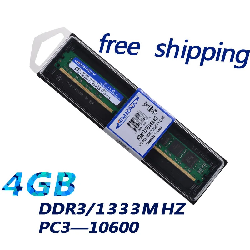 KEMBONA nové ram DDR3 4gb 1333mhz DIMM PC3 10600 24Pin CL9 Non Ecc ploche lodimm pamäť nálepky len pre-M-D a pre intel