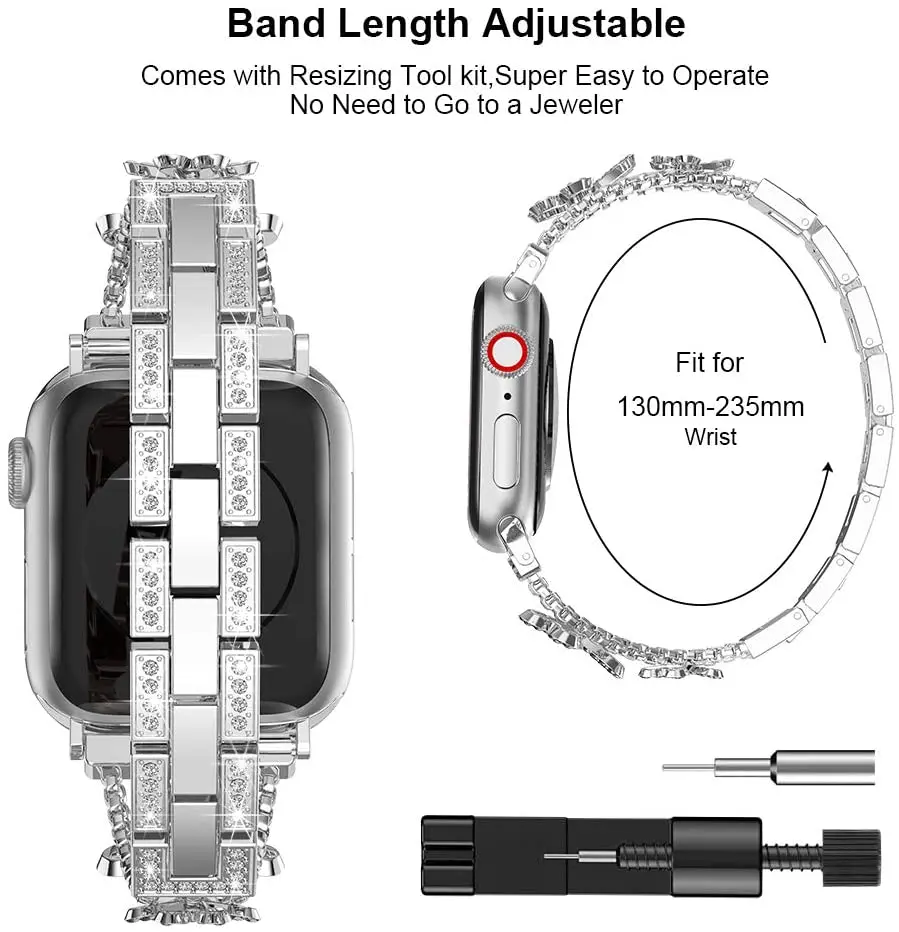 Klasické Ruže kvet kovový remienok pre Apple hodinky 6 5 4 SE kapela 40 mm 44 mm Diamant náhrada za iwatch series 3 2 38 mm 42mm band