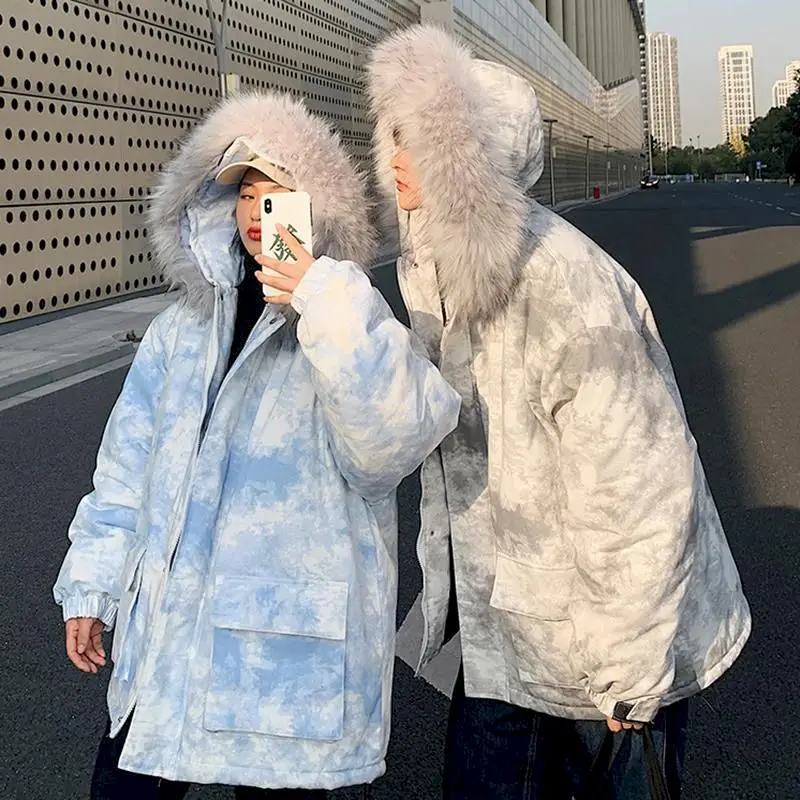 Kožušiny golier, kravatu farbivo zimné oblečenie bundy pre ženy bunda plus veľkosť oblečenie goth bavlna topy pár kabát kórejský 2020 móda