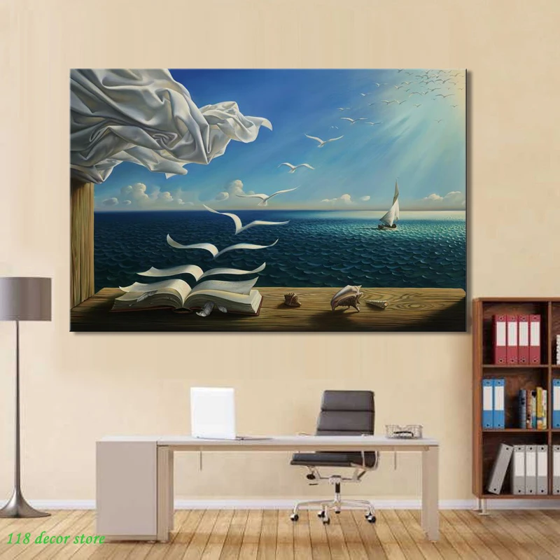 Kreatívne Abstraktné Seascape Plagáty a Tlačí na Steny Umelecké Plátno na Maľovanie Lietania Geeses Knihy Dekoratívne Obrázky na Obývacia Izba