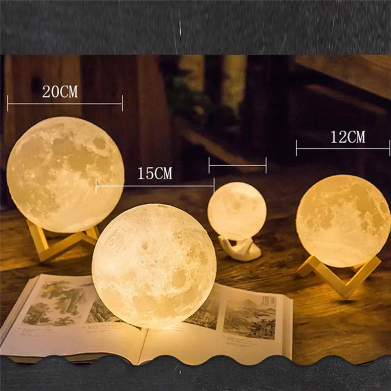 Kreatívne Moonlight Nočné Svetlo 3D Tlače LED Moonlight 12/15/18 cm farebné mesiac lampa na NOVÝ ROK Gfit a domáce dekorácie