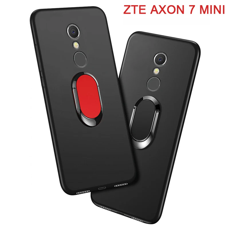 Kryt pre ZTE Axon 7 mini Prípade luxusné 5.2 palce Mäkké Čierne Silikónové Magnetické Auta, Držiak, Kruh Coque pre ZTE AXON 7 MINI Prípadoch