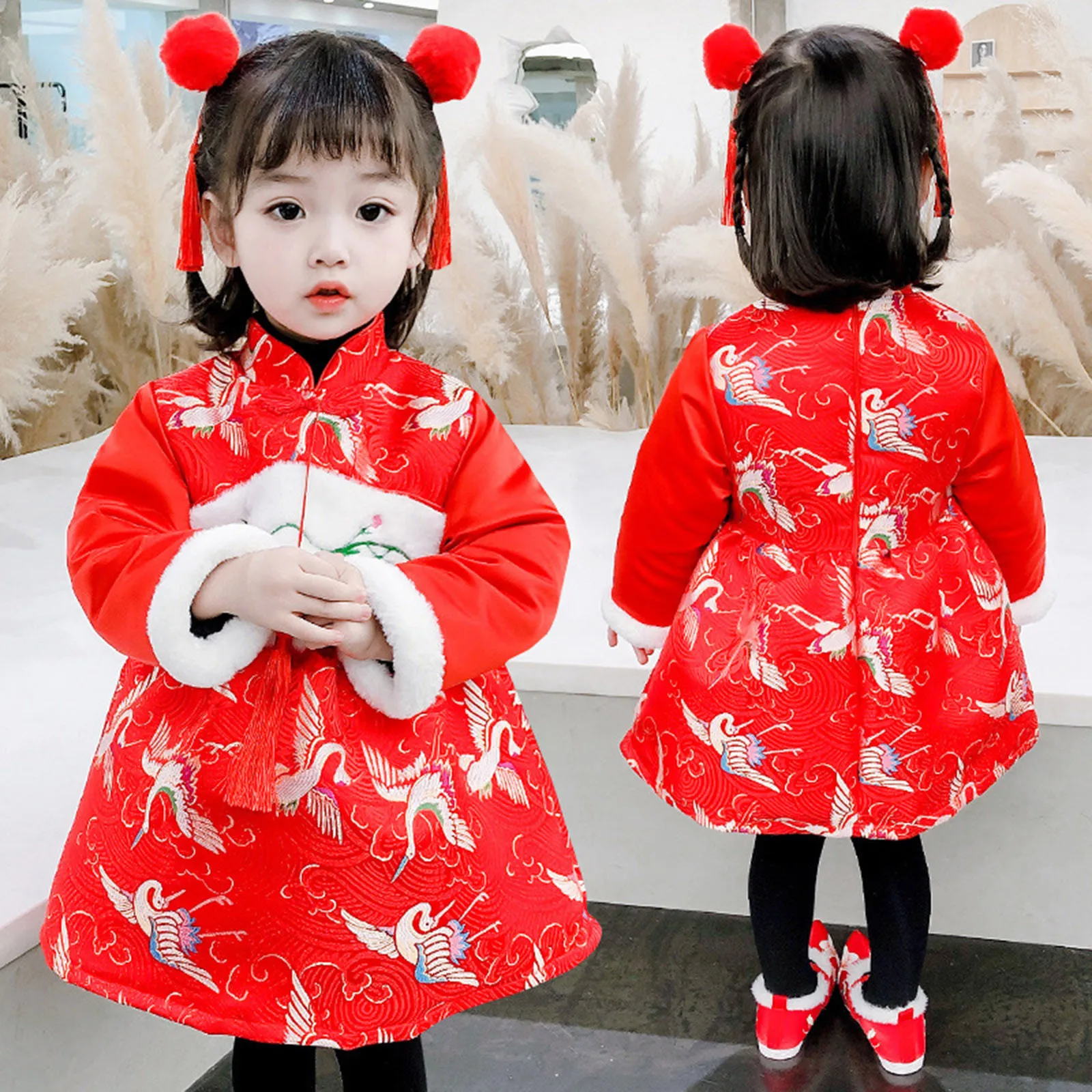 Krásna Dievčina Šaty Batoľa, Dieťa, Chlapec, Dievča, Čínsky Lunárny Nový Rok Tang Vyhovovali Princezná Šaty Šaty S Červenými Kawaii Tlače Pre 2021