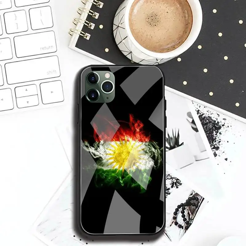 Kurdistan Vlajka Lev Telefón Prípade Tvrdeného Skla Pre iPhone 11 Pro XR XS MAX 8 X 7 6 6 Plus SE 2020 prípade