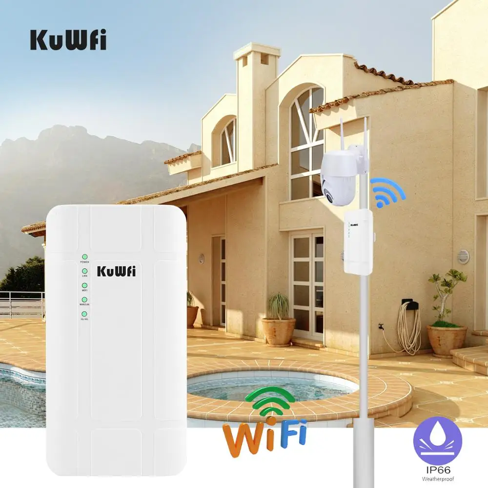 KuWFi 300Mbps Nepremokavé Vonkajšie 4G LTE CPE Router s POE adaptér CAT4 3G/4G SIM Karty WiFi Router pre IP Kamery/Mimo WiFi