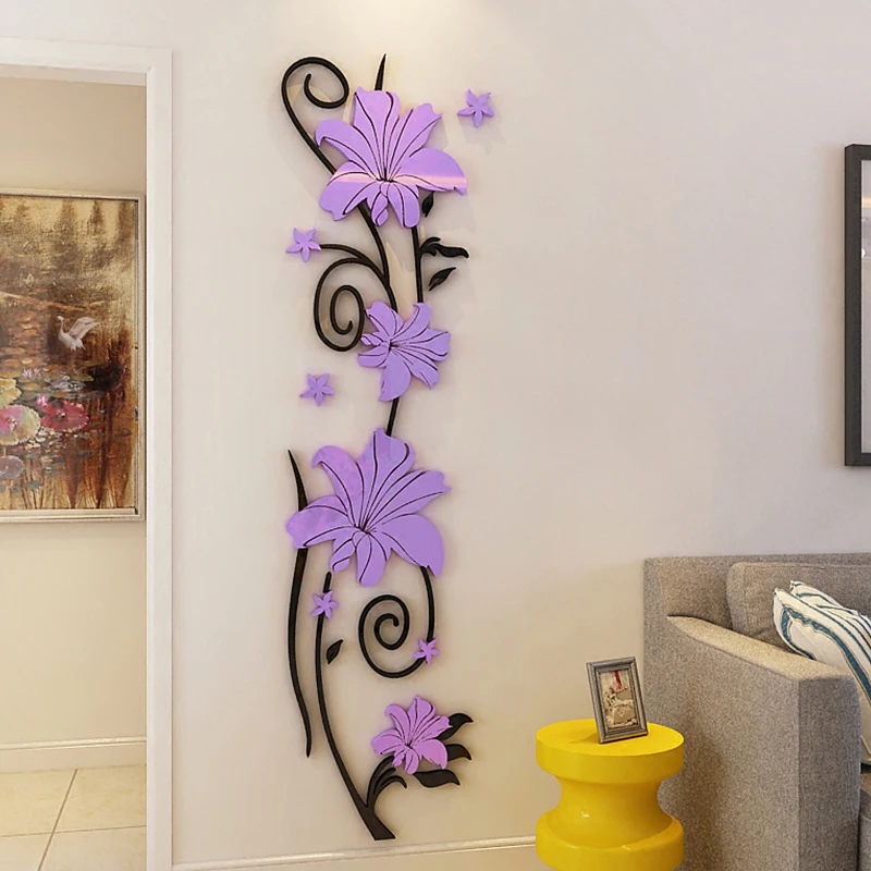 Kvet viniča Akryl Crystal 3D Samolepky na Stenu, TV joj, DIY umenie steny interiéru Obývacej Izby, Spálne, creative decoration