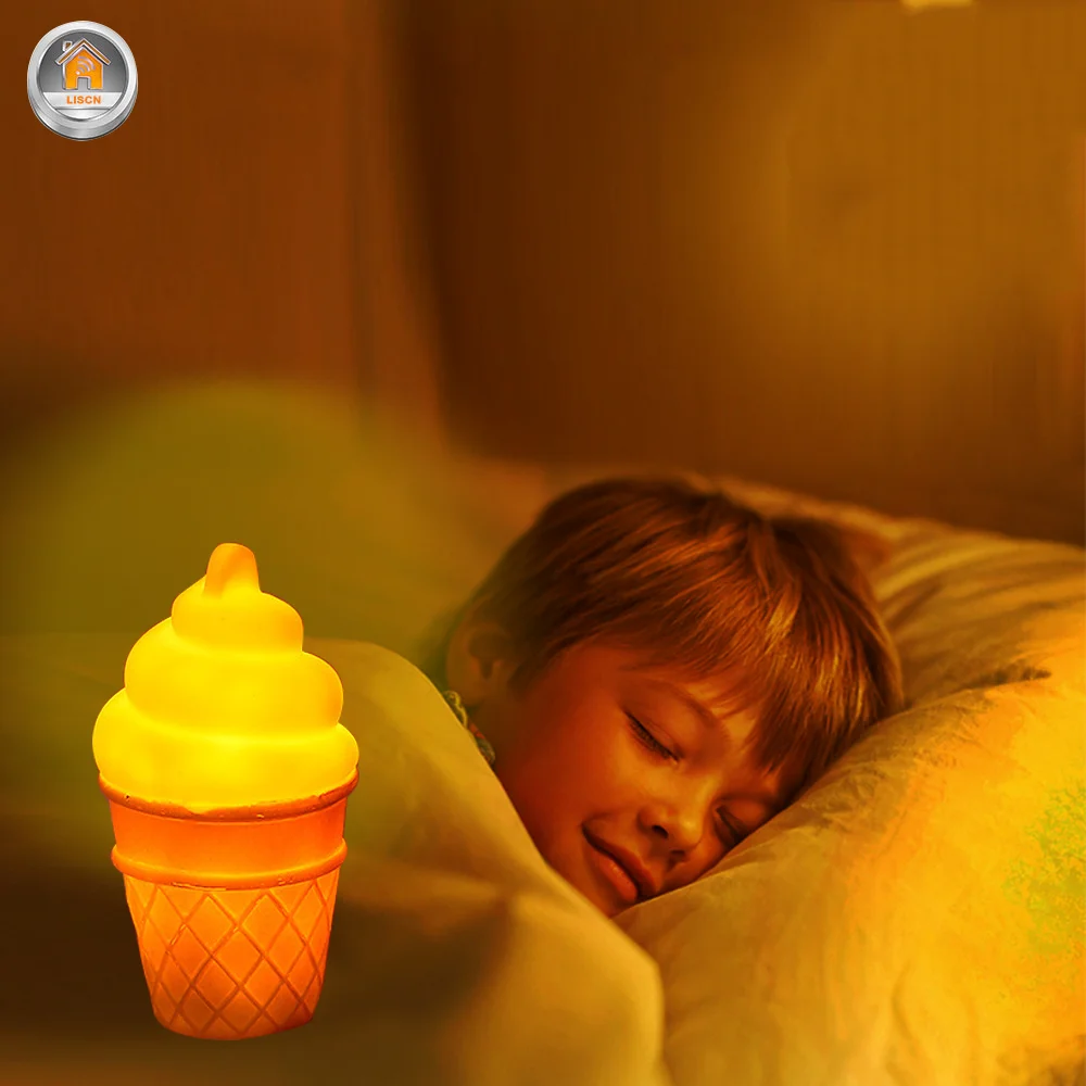LED Nočné Svetlo Cartoon Ice Cream Lampa Dieťa Silikónové Krásne Nočné Lampy Dieťa Spí Hračka Darček Dovolenku Dekorácie, Svietidlá