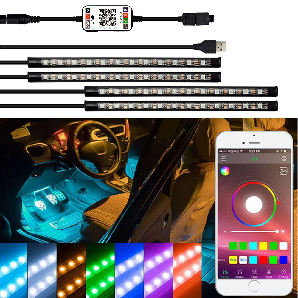 LED Pás RGB, Diaľkové Ovládanie Auta Dekoratívne Atmosféru Svetlo Na Hyundai Tucson 2017 Creta Kona IX35 Solaris Prízvuk I30 Santa Fe