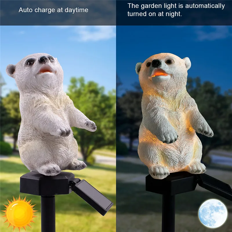 LED Solárne Krajiny Svetlá Polar Bear Trávnik Lampy Záhradné Osvetlenie Nepremokavé Vonkajšie Nepremokavé Solárne Kosačky Svetlá pre Záhradné Dvore