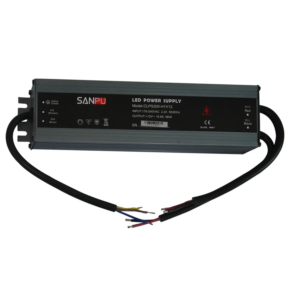 LED ultra-tenké nepremokavé pásy napájanie IP67 maximálne 45 w/60W/100W/120W/150W/200W/250W/300W transformer 175V~240V na DC12V 24V