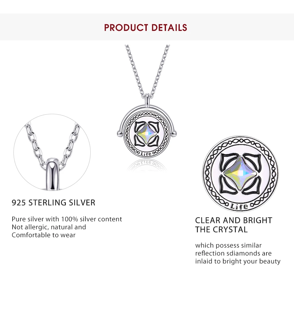 LEKANI 925 Sterling Silver Náhrdelník Prívesok Pre Milovníkov Čakry Kolo Rakúsko Crystal Náhrdelník Výročie Šperky 2020