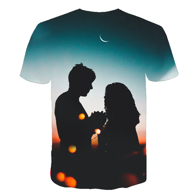Letné 3D tlačené láska grafické T-shirt krátkym rukávom topy oblečenie osobnosti štýlový mužov a žien vhodný pre S-6XL