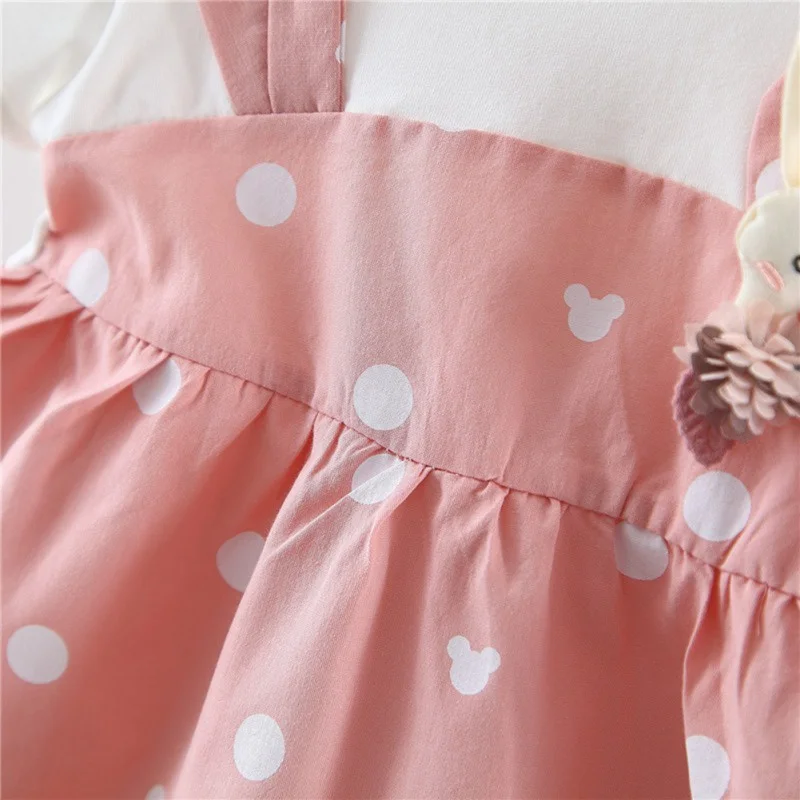Letné Baby Girl Princezná Šaty Falošné 2 Kus Batoľa Dot Vzor Krátky Rukáv Bavlna Sundress Šaty