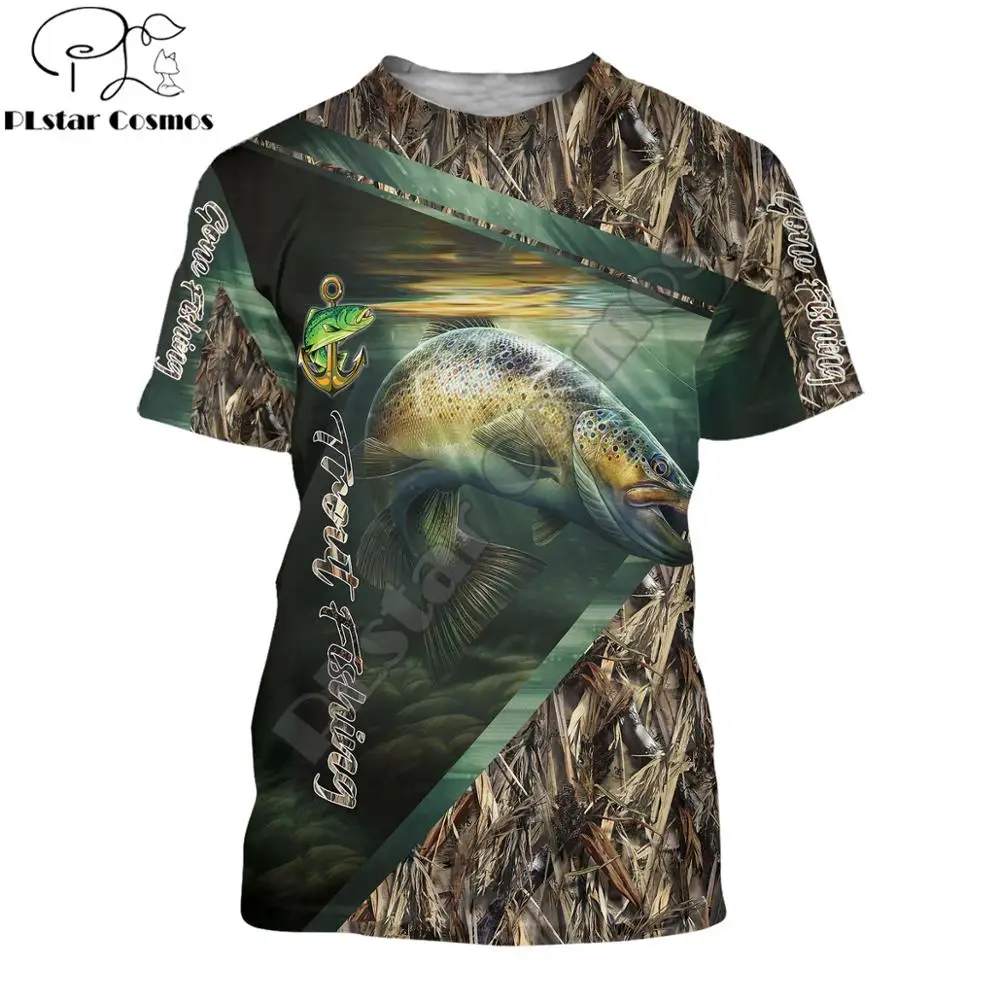 Letné Mužov tričko 3D Rybárske Pstruh potočný Vytlačené T-Shirts Harajuku Bežné krátke Sleeve Tee tričká Unisex Pohode t-shirt QDY003