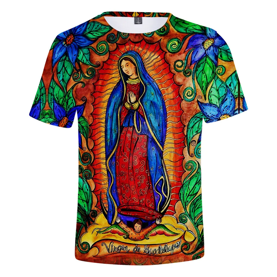 Letné pánske Topy & Tees Topy panna Mária Z Guadalupe Panny Márie Mexickej t-shirt Ženy 3D osobnosti Vysokej Kvality deti t tričko