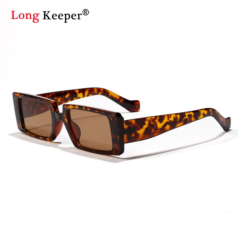 LongKeeper 2020 Leopard Obdĺžnik slnečné Okuliare Ženy Dizajn Značky 90. rokov Vintage Úzke Obdĺžnikové Zeleným Rámom Slnečné Okuliare Žena