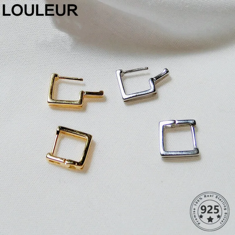 LouLeur Geometrie 925 Sterling Silver Náušnice Duté Sa Štvorcové Náušnice Pre Ženy 2020 Trend Šperky, Striebro 925 Všetky Šperky-Panely